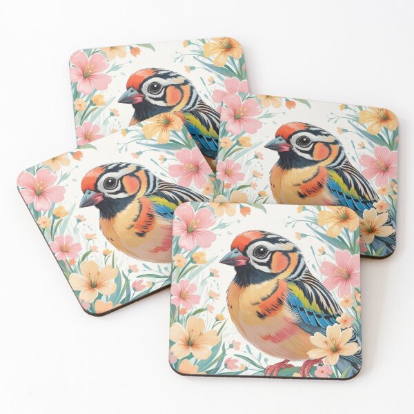 Item preview, Chubby Colorful Zebra Finch in a Field of Flowers 3 designed and sold by AlinaSCorner.