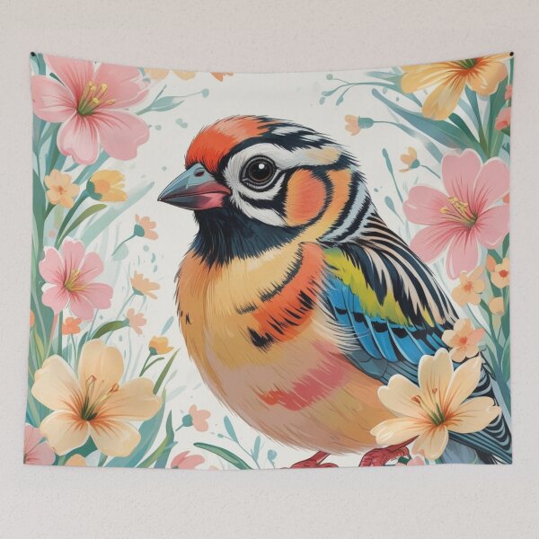 Item preview, Chubby Colorful Zebra Finch in a Field of Flowers 3 designed and sold by AlinaSCorner.