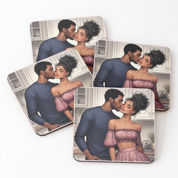 Item preview, Couple in Love - Cheek Kiss - Romance - Concept Art designed and sold by AmberRoseWrites.