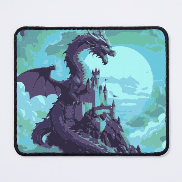 Item preview, Moonlit Dragon Over Sky Castle – Fantasy Illustration designed and sold by LuxuryApparels.