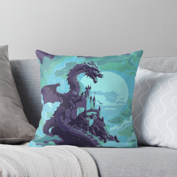 Item preview, Moonlit Dragon Over Sky Castle – Fantasy Illustration designed and sold by LuxuryApparels.