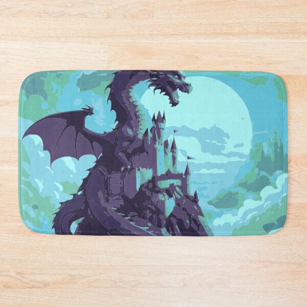 Item preview, Moonlit Dragon Over Sky Castle – Fantasy Illustration designed and sold by LuxuryApparels.