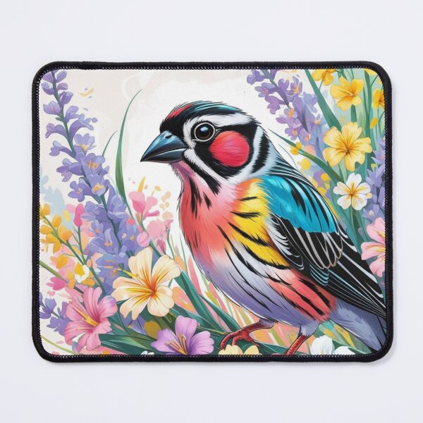 Item preview, Chubby Colorful Zebra Finch in a Field of Flowers 4 designed and sold by AlinaSCorner.