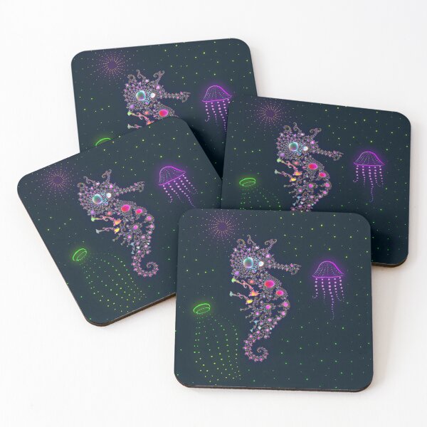 Item preview, Bioluminescent Seahorse In Midnight Sea designed and sold by kernowerno.