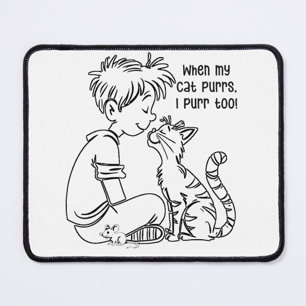 Item preview, When My Cat Purrs, I Purr Too! • B&W Line Art T-Shirt Design designed and sold by Swiftthistle.