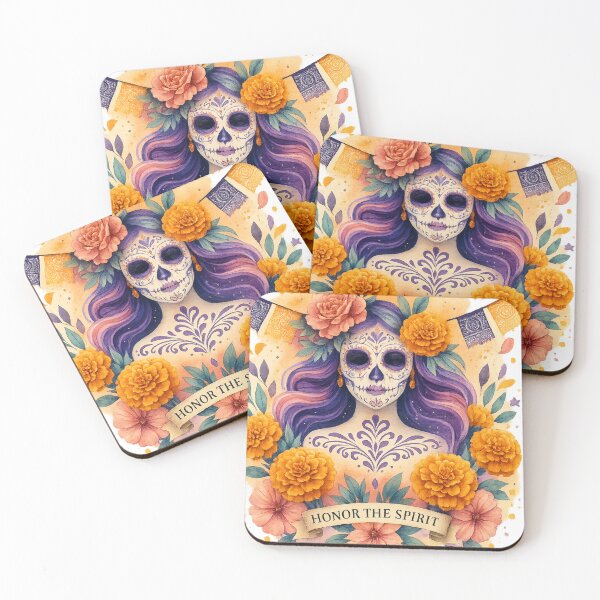 Item preview, Honor the Spirit – Day of the Dead Watercolor Skull Art designed and sold by JenniferCreaArte .