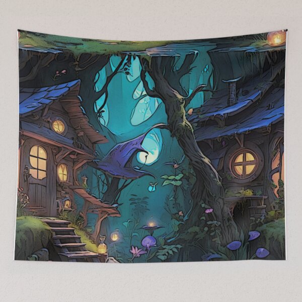 Item preview, Witch’s Cabin in the Enchanted Glade – Magical Forest Art designed and sold by LuxuryApparels.