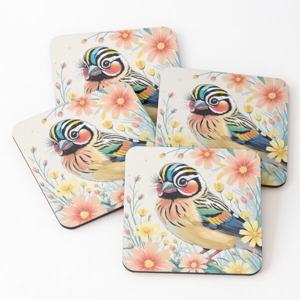 Item preview, Chubby Colorful Zebra Finch in a Field of Flowers 5 designed and sold by AlinaSCorner.