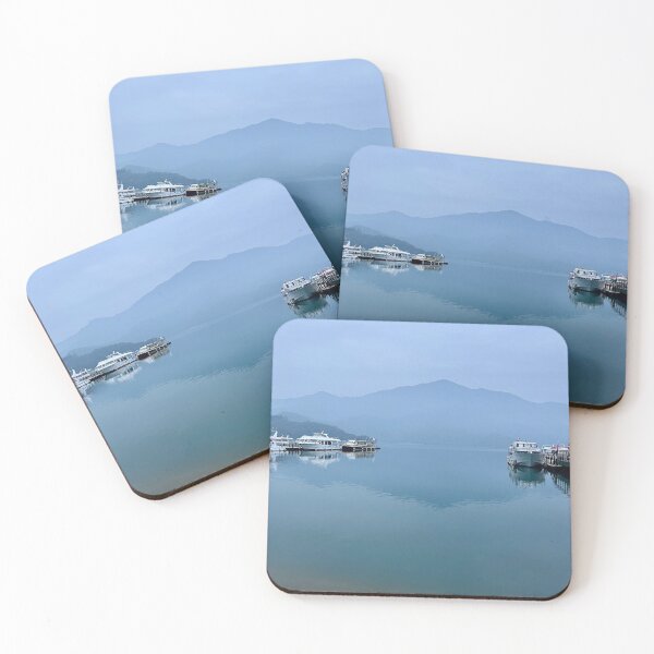 Item preview, Sun Moon Lake Sunrise – Peaceful Morning Lakeview with Boats and Mountains designed and sold by Fishwannafly.