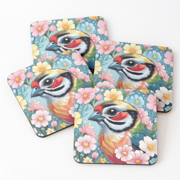 Item preview, Chubby Colorful Zebra Finch in a Field of Flowers 6 designed and sold by AlinaSCorner.