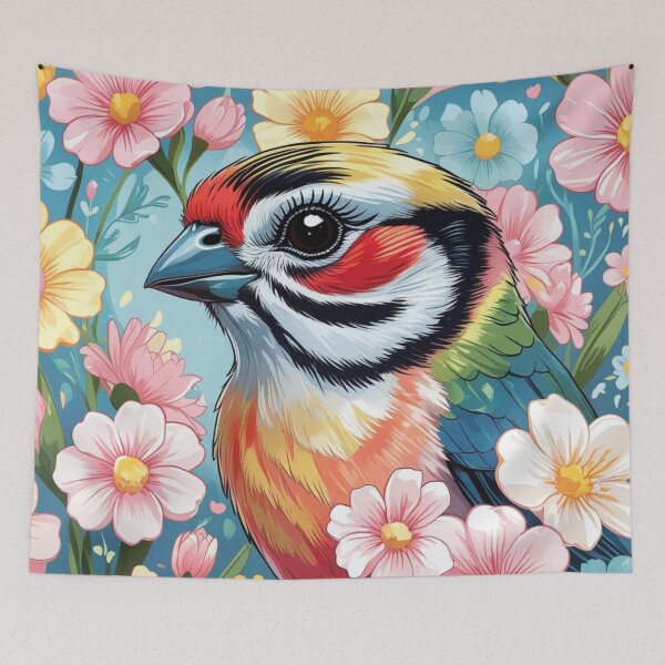 Item preview, Chubby Colorful Zebra Finch in a Field of Flowers 6 designed and sold by AlinaSCorner.