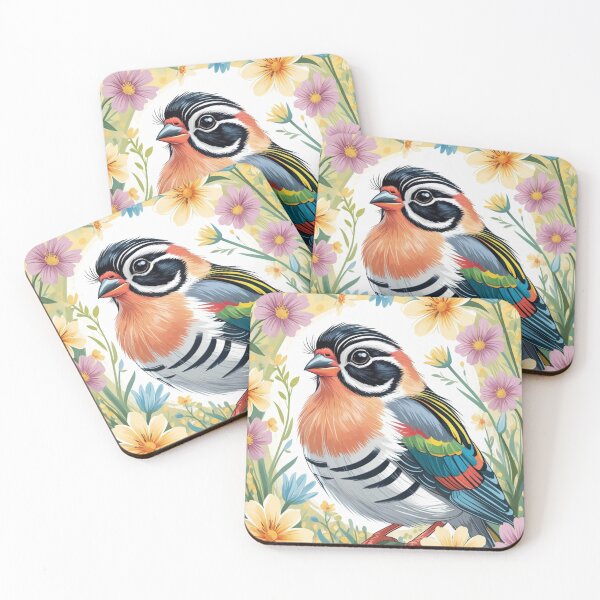 Item preview, Chubby Colorful Zebra Finch in a Field of Flowers 7 designed and sold by AlinaSCorner.
