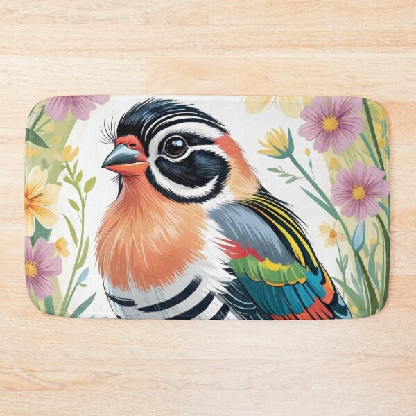 Item preview, Chubby Colorful Zebra Finch in a Field of Flowers 7 designed and sold by AlinaSCorner.