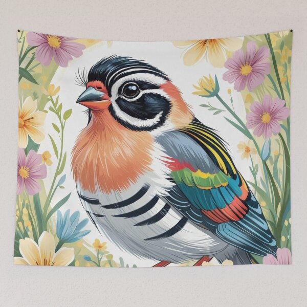 Item preview, Chubby Colorful Zebra Finch in a Field of Flowers 7 designed and sold by AlinaSCorner.