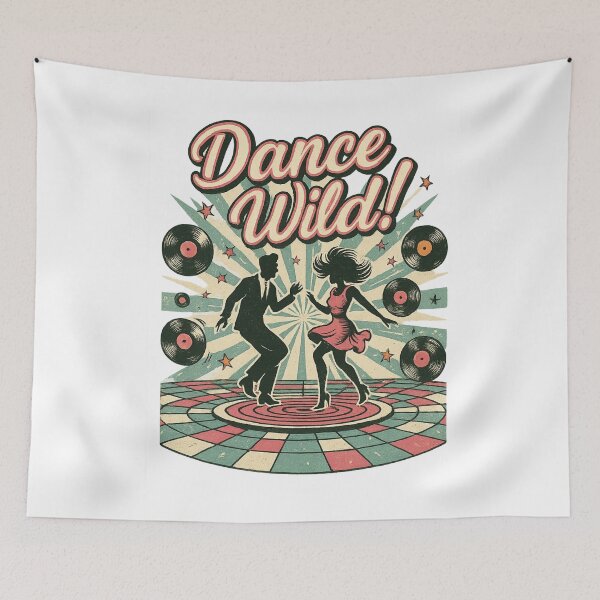 Item preview, Dance Wild! – Retro 50s Rock and Roll Couple Art designed and sold by JenniferCreaArte .