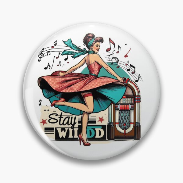 Item preview, Stay Wild – Retro Rockabilly Dance Girl with Jukebox Design designed and sold by JenniferCreaArte .