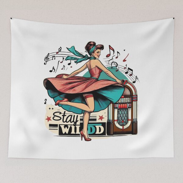 Item preview, Stay Wild – Retro Rockabilly Dance Girl with Jukebox Design designed and sold by JenniferCreaArte .