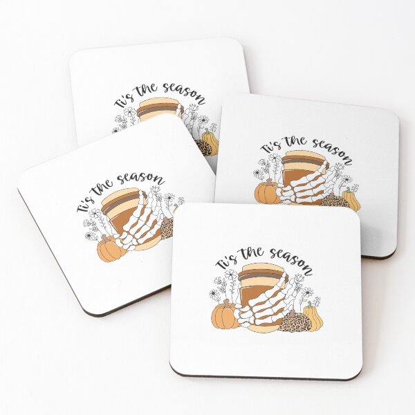 Item preview, Tis the season aesthetic Autumn | Fall design 2025 with a skeleton hand and a coffee | cheetah print pumpkins  designed and sold by TeenLake.
