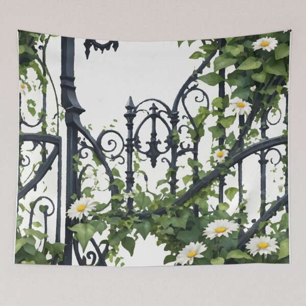 Item preview, Secret Garden Gate – Ivy & Daisies in Soft Light designed and sold by LuxuryApparels.