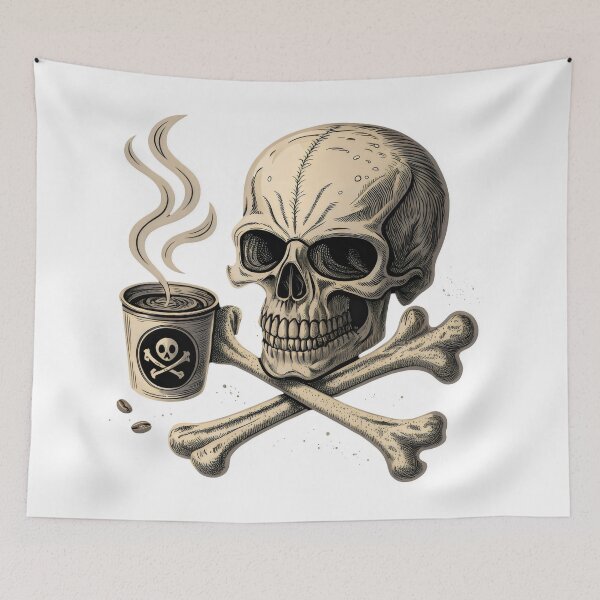 Item preview, skull and coffee designed and sold by GogoGrove.