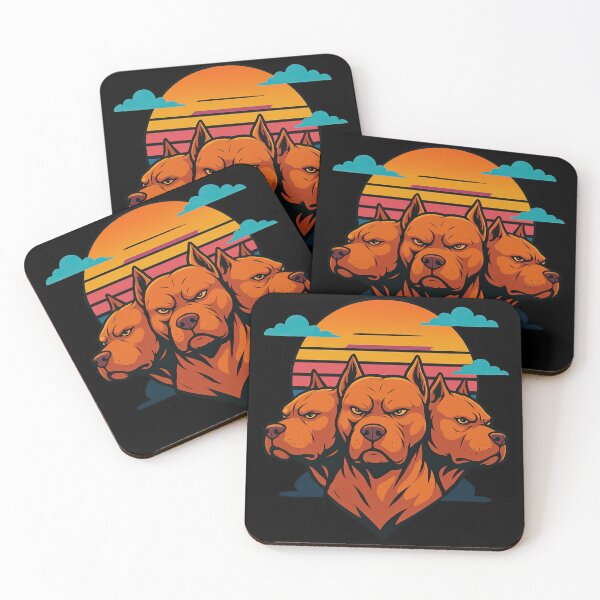 Item preview, Cerberus Pit Bull – Triple Headed Dog Retro Sunset Design designed and sold by RockFest666.