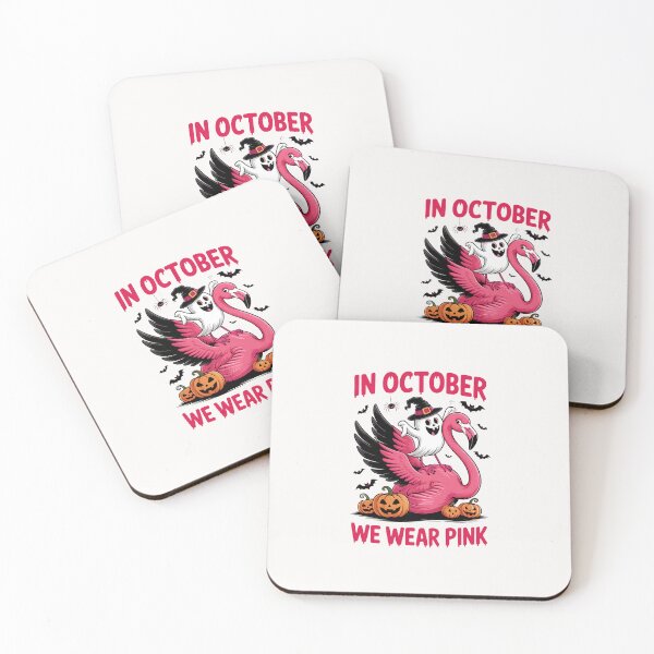 Item preview, Pink ghost riding Flamingo In October We Wear Pink halloween designed and sold by diyoor.