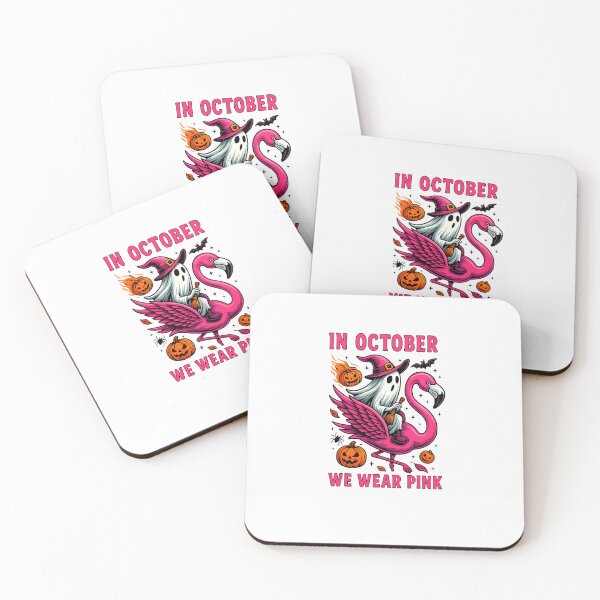 Item preview, Pink ghost riding Flamingo In October We Wear Pink halloween designed and sold by diyoor.