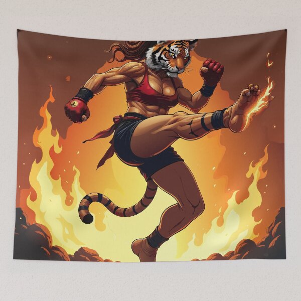 Item preview, Tiger Fighter Girl | Fierce Muay Thai Warrior designed and sold by NovaProArt.