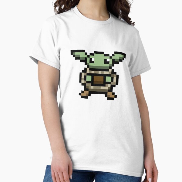 Vista previa del artículo con la obra «Grogu pixelado agarrando un cuenco (Baby yoda)», diseñado y vendido por xcmoli.