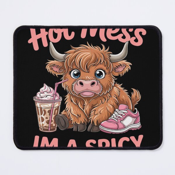 Item preview, I'm Not A Hot Mess Cute Pink Highland Cow designed and sold by MAKOPOKOShop.