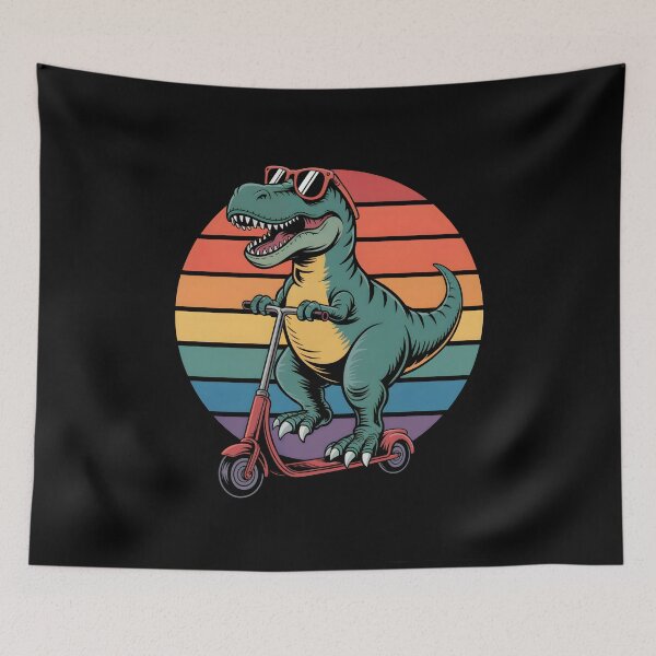 Item preview, T-Rex Dinosaur on a Scooter Funny Cartoon Drawing designed and sold by Altered Pixels.