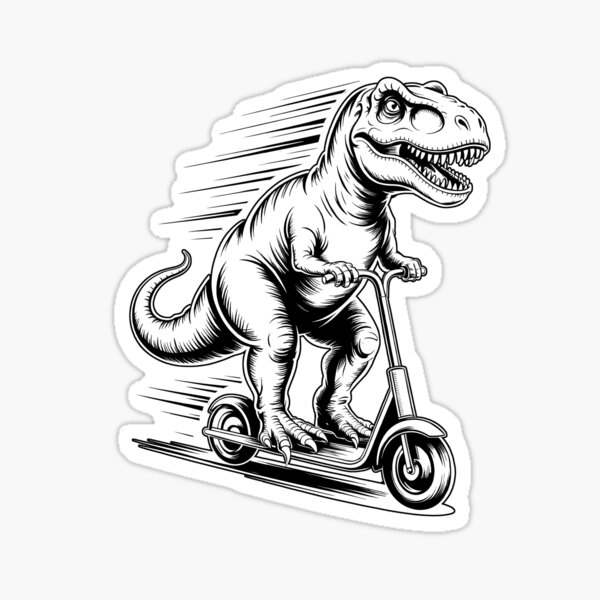 Item preview, Funny T-Rex Dinosaur on a Scooter Cartoon Drawing designed and sold by Altered Pixels.