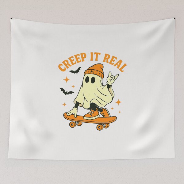 Item preview, Creep it Real Ghost Skateboard Halloween Skateboarding designed and sold by TalalosART.