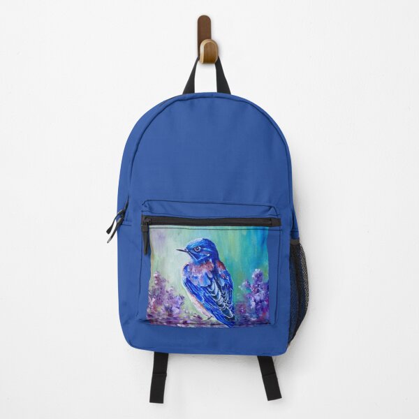 Item preview, A beautiful painting of a white breasted blue bird sitting in lilacs, to add a sweet touch to your life designed and sold by Tricia Saroya Designs.