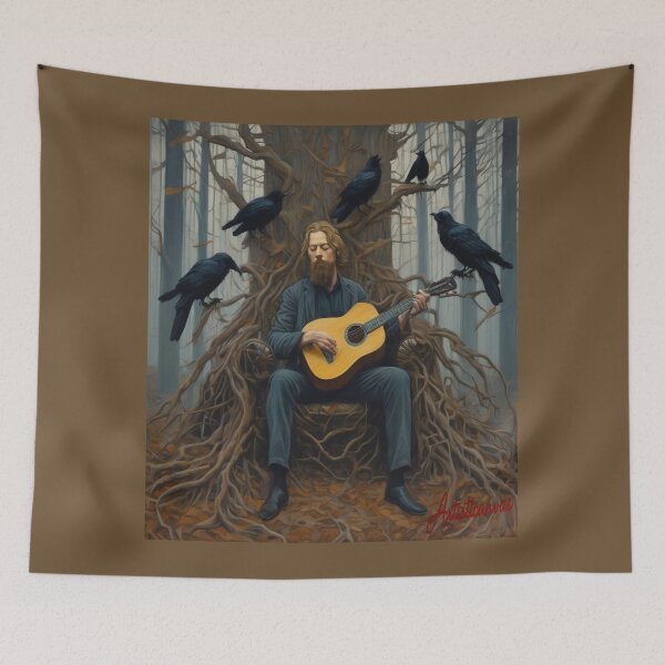 Item preview, "Mikael Åkerfeldt: Enthroned in Misty Forest, Guitar in Hand" designed and sold by Artisticanvas.