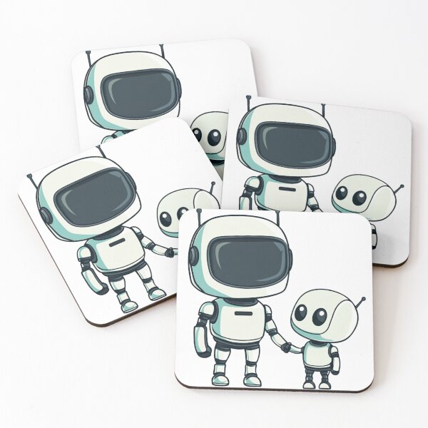 Item preview, Cute parent and child robots holding hands designed and sold by JustaKiss822.