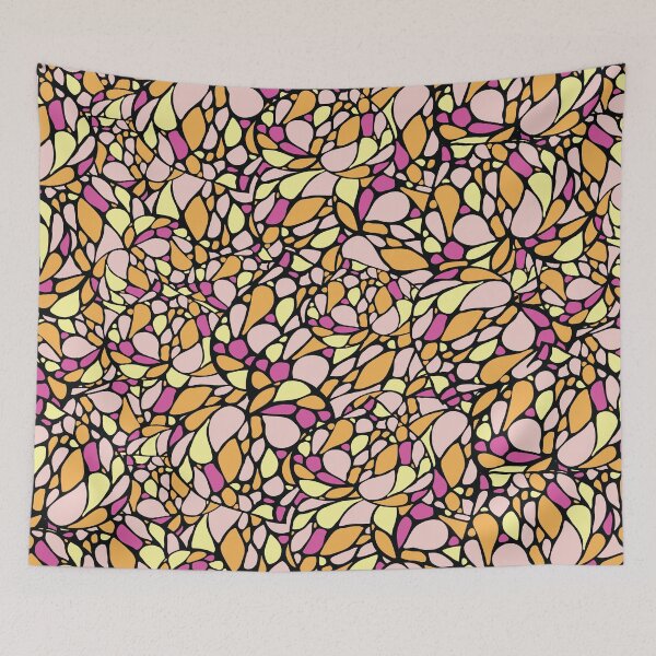 Item preview, Stained Glass Flowers in Pink designed and sold by Dora Yvonne Textiles.