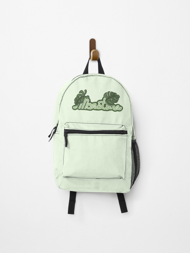 Thumbnail 1 of 3, Backpack, Monstera Houseplant Lettering designed and sold by FrogStickerShop.