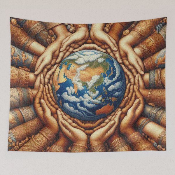 Item preview, Hands Holding Earth – Unity in Diversity, World Peace and Environmental Art designed and sold by Illuministique.