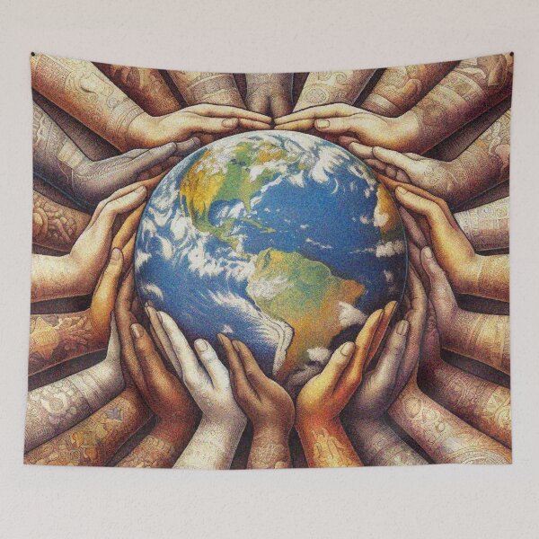 Item preview, Hands Holding Earth – Unity in Diversity, World Peace and Environmental Art designed and sold by Illuministique.