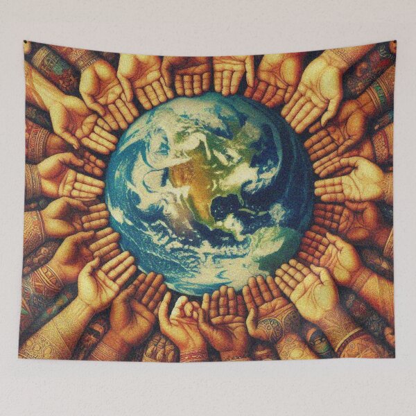 Item preview, Hands Holding Earth – Unity in Diversity, World Peace and Environmental Art designed and sold by Illuministique.
