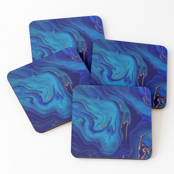 Item preview, Hand painted background with mixed liquid blue and golden paints. Abstract fluid acrylic painting. Modern art. Marbled blue abstract background. Liquid marble pattern  designed and sold by MTShoppingLine.