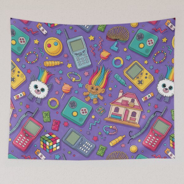 Item preview, Retro 90s Toys Nostalgia Pattern designed and sold by tretyakov.