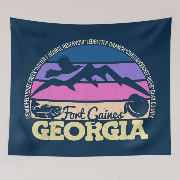 Item preview, Fort Gaines Georgia Sunset Retro Vintage Local Pride Logo designed and sold by CRHPOD20.