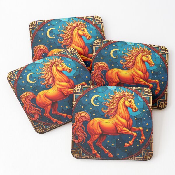 Item preview, Stained Glass Mosaic Red Fire Horse Lunar Year Gift S01 designed and sold by PerfectDay2Play.