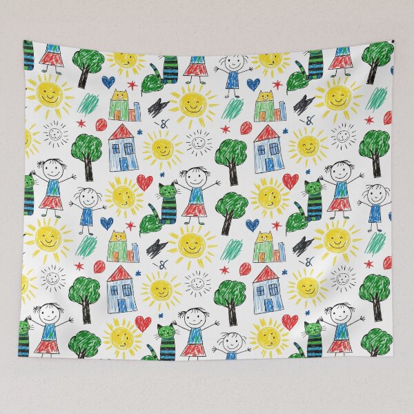 Item preview, Happy Kids Crayon Doodle Pattern designed and sold by tretyakov.