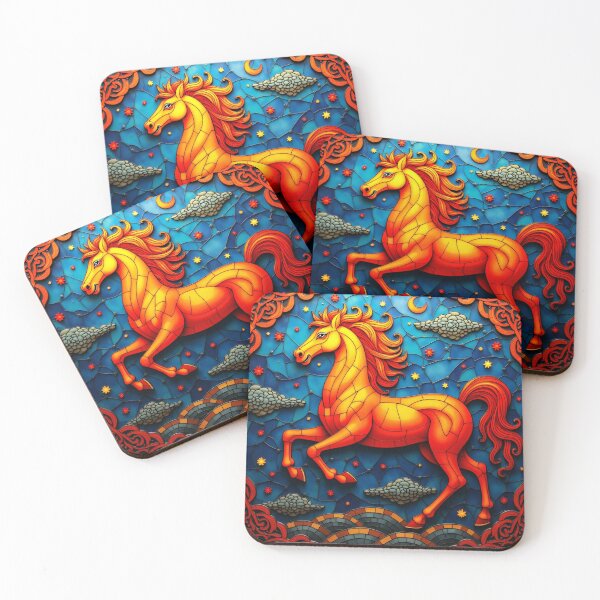 Item preview, Stained Glass Mosaic Red Fire Horse Lunar Year Gift S02 designed and sold by PerfectDay2Play.
