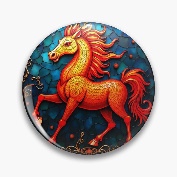 Item preview, Mosaico de vitrales Caballo de fuego rojo Regalo del año lunar S03 designed and sold by PerfectDay2Play.