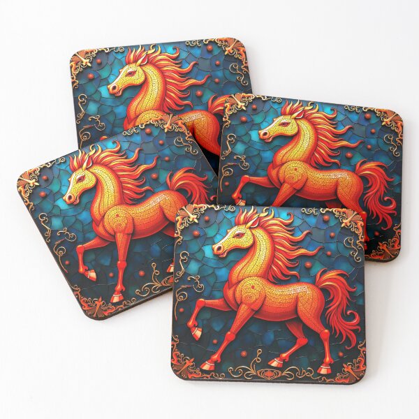 Item preview, Stained Glass Mosaic Red Fire Horse Lunar Year Gift S03 designed and sold by PerfectDay2Play.