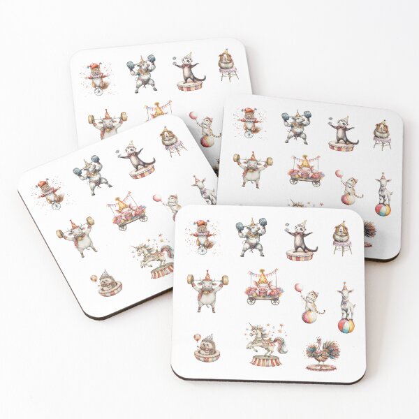 Item preview, Vintage Circus Animal Sticker Pack. Watercolor Party Costumes  Cute Performing Animals in Retro Circus Style designed and sold by Anastasiia Yurevych.